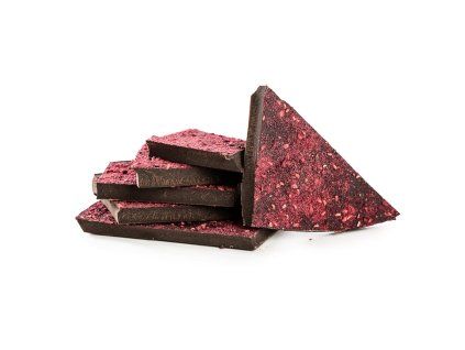 Drvené lyofilizované maliny a černice - lámaná horká čokoláda 250g